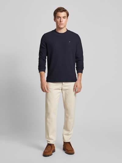 Tommy Hilfiger Regular Fit Longsleeve mit Label-Stitching Marine 1