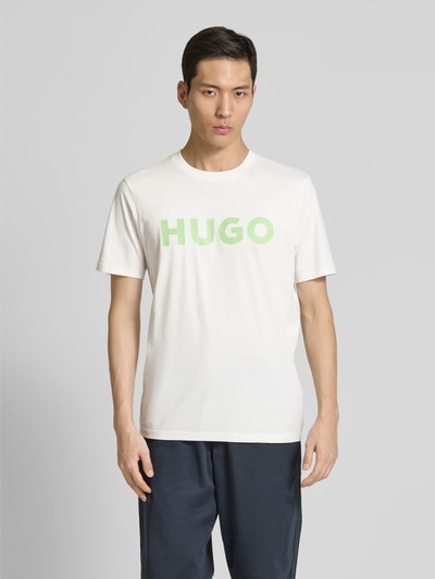 HUGO T-shirt z nadrukiem z logo model ‘DULIVIO’ Złamany biały 4