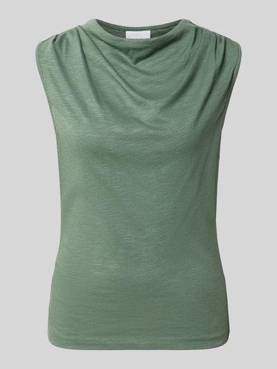 Produktfoto, Top mit Wasserfall-Ausschnitt von Jake*s Collection, grün, aus Baumwoll-Modal-Mix, fein strukturiert, Regular Fit, Rückenlänge 57 cm bei Größe S