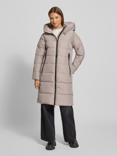 khujo Regular fit gewatteerde lange jas met gevoerde opstaande kraag, model Jilia' Beige - 4