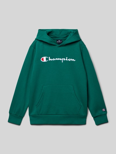 CHAMPION Bluza z kapturem i wyhaftowanym logo Zielony 1