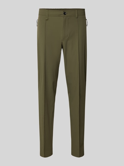 BOSS Green tapered fit broek met persplooien model 'PS SPIRIT 70' Olijfgroen - 2