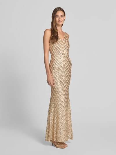 Lipsy Abendkleid mit Paillettenbesatz Gold 1