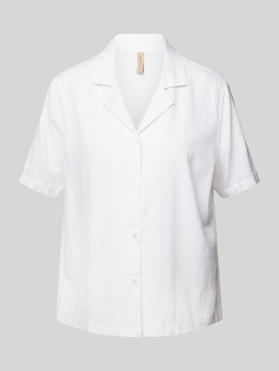 Soyaconcept Bluzka koszulowa lniana z kołnierzem z połami model ‘Ina’ Biały 2