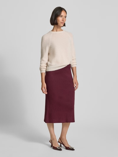 Vila Spódnica z dzianiny o długości do kolan z elastycznym pasem model ‘COMFY’ Śliwkowy 1