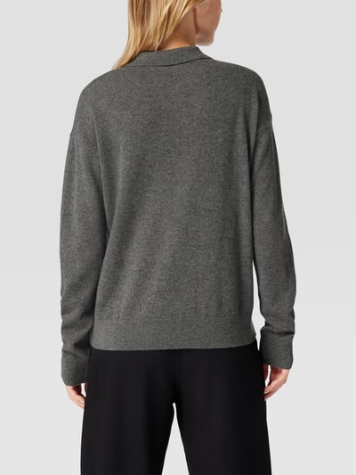 Jake*s Casual Gebreide pullover met korte knoopsluiting Donkergrijs gemêleerd - 5