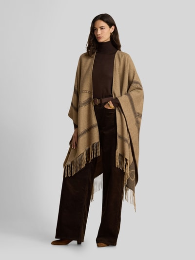 Lauren Ralph Lauren Poncho aus Wolle mit Fransenabschluss Camel 4