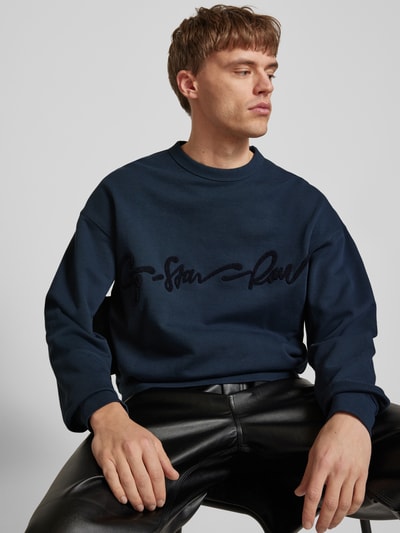 G-Star Raw Sweatshirt mit Label-Stitching Dunkelblau 3