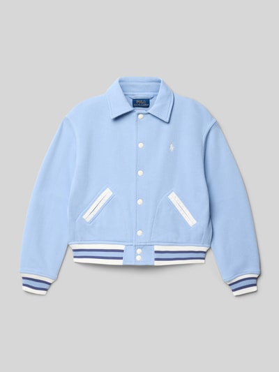 Polo Ralph Lauren Teens Collegejack met platte kraag en labelstitching Lichtblauw - 1