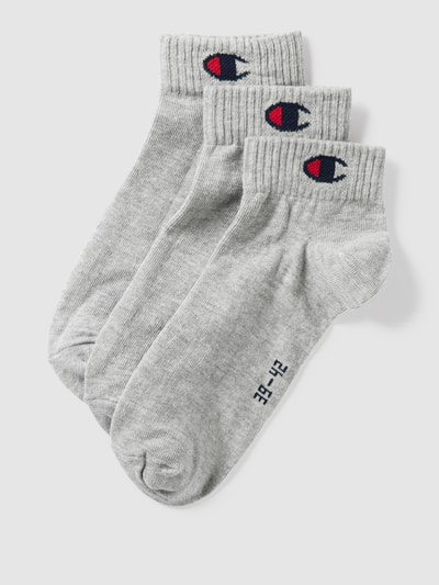 CHAMPION Socken mit Label-Detail im 3er-Pack Modell 'Quarter Sock' Mittelgrau Melange 1