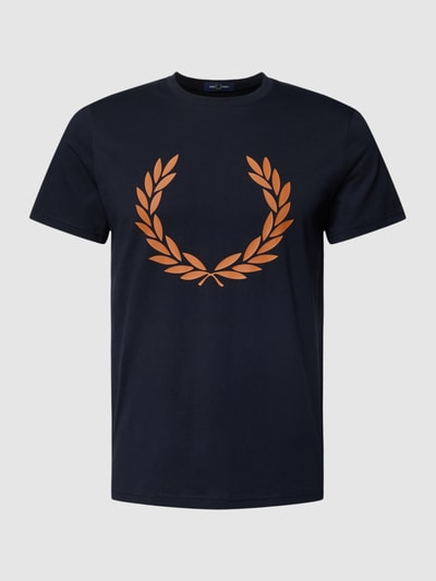Fred Perry T-shirt met logoprint, model 'Laurel' Donkerblauw - 2