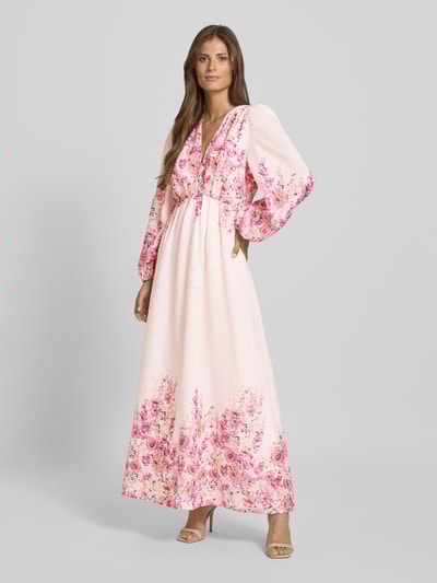 Neo Noir Maxi-jurk met V-hals, model 'SILFI' Lichtroze - 1