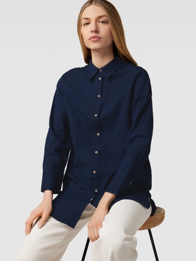 Fransa Lange blouse met afgeronde zoom, model 'Maddie' Marineblauw - 3