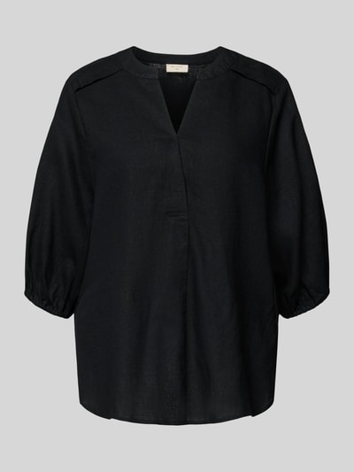 FREE/QUENT Bluse aus Leinen-Mix mit verlängertem Rücken Modell 'Lava' Black 2