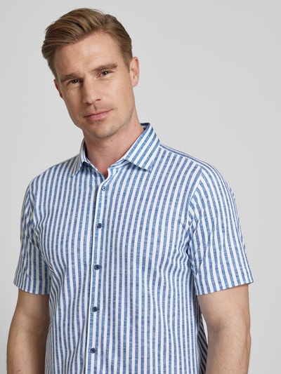 Desoto Slim fit zakelijk overhemd in gemêleerde look Jeansblauw - 3