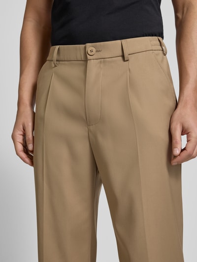 JAKE*S STUDIO MEN Regular Fit Bundfaltenhose mit Bügelfalten  Stein 3