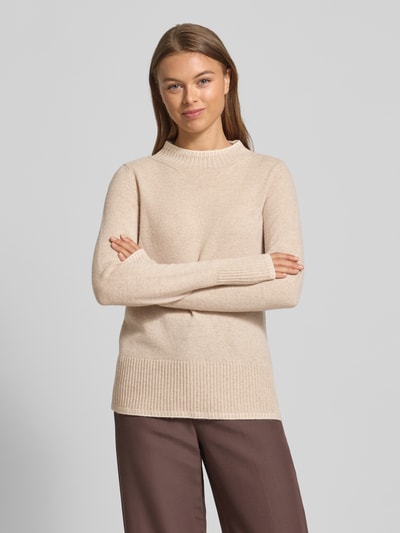 Christian Berg Woman Regular Fit Longsleeve aus reiner Wolle in Strick-Optik Beige Melange 4