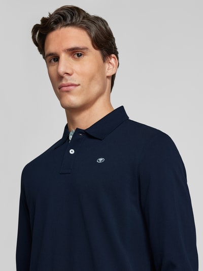 Tom Tailor Regular Fit Langarmshirt in Piqué-Optik aus reiner Baumwolle Marine 3