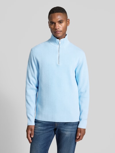 Lindbergh Relaxed Fit Strickpullover in Ripp-Optik Hellblau 4