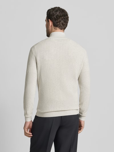 Christian Berg Men Strickpullover mit gerippten Abschlüssen Offwhite 5