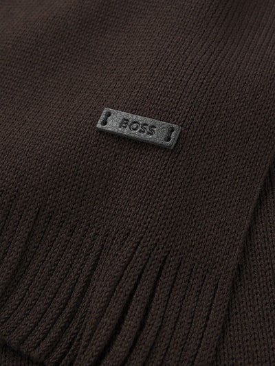 BOSS Sjaal van zuivere scheerwol Donkerbruin - 3