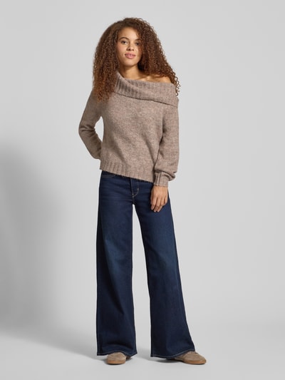 Only Regular fit gebreide pullover met wol, model 'SHINE' Zand gemêleerd - 1