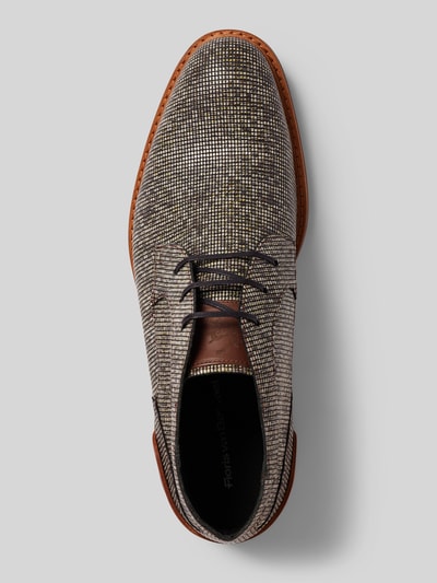 Productfoto, veterschoenen uit echt leer Model 'Crepi' van Floris van Bommel, heren, smalle pasvorm, structuurpatroon, hakhoogte maat 44: 3 cm, schachthoogte maat 44: 10 cm, schachtbreedte maat 44: 10 cm