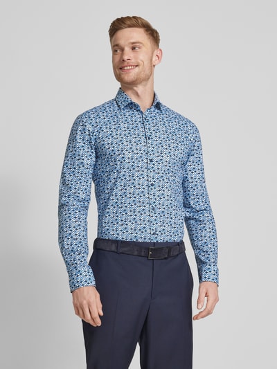 OLYMP No. Six Super slim fit zakelijk overhemd met all-over motief Wit - 4