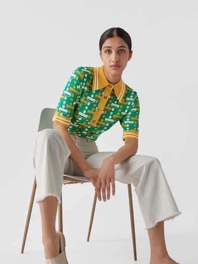 Dodo bar Or Poloshirt mit Allover-Label Grün meliert 6