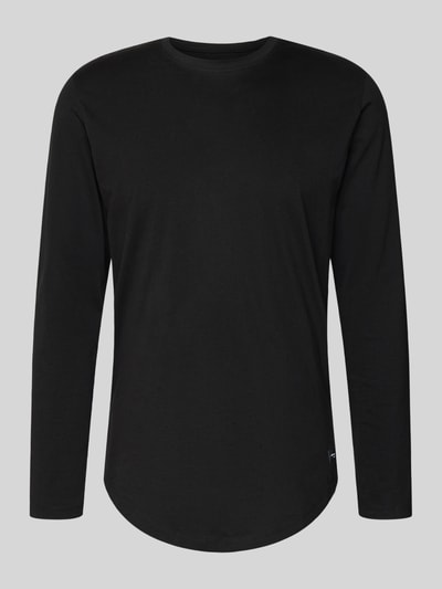 JACK & JONES Bluzka z długim rękawem z prążkowanym okrągłym dekoltem model 'ENOA' Czarny 2