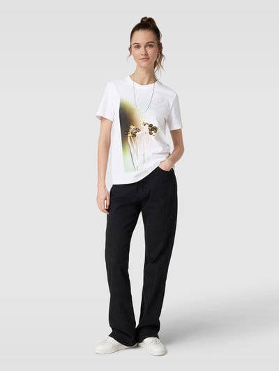 Calvin Klein Jeans T-shirt met motief- en labelprint, model 'FLORAL PHOTOPRINT' Wit - 1