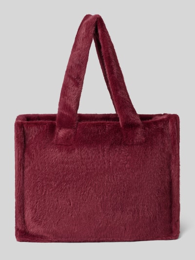 Produktfoto, Shopper mit Reißverschluss von White Label aus Kunstfell in Bordeaux, lange Schulterriemen, Szerokość w rozmiarze 1: 38 cm, długość: 28 cm, głębokość: 22 cm, długość paska: 56 cm, wewnętrzna kieszeń na zamek.