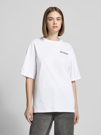 Review T-Shirt mit Label-Print Weiss 4