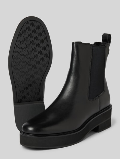 Lauren Ralph Lauren Chelsea boots van leer met treklus, model 'ADRIANNA' Zwart - 4