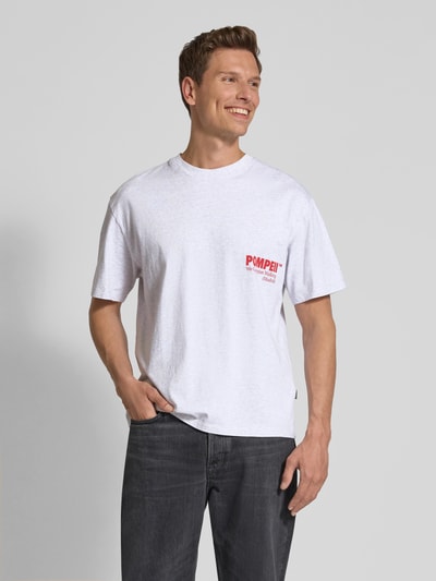 POMPEII BRAND T-Shirt mit Label-Print Hellgrau Melange 4