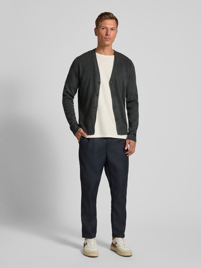 Casual Friday Slim fit gebreid jack met V-hals, model 'Heine' Donkergrijs - 1