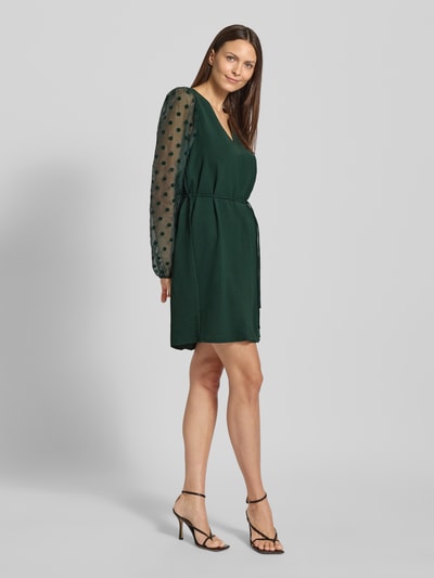 Vero Moda Fließendes Cocktailkleid mit semitransparenten Ärmeln Modell 'ALVA' Dunkelgruen 1