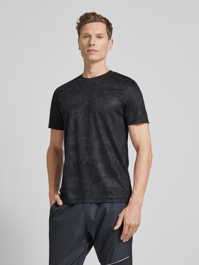 Christian Berg Men T-shirt met all-over motief Zwart - 4