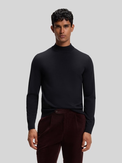 BOSS Regular fit pullover van zuivere scheerwol model 'Bjarno' Marineblauw - 4
