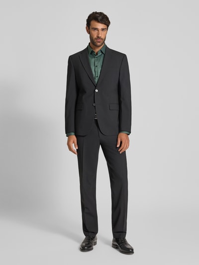 Jake*s Slim fit zakelijk overhemd met structuurmotief Flessengroen - 1