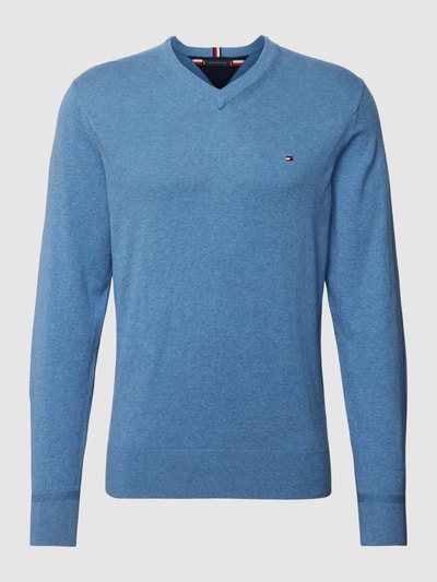 Tommy Hilfiger Strickpullover mit Logo-Stitching Hellblau 2