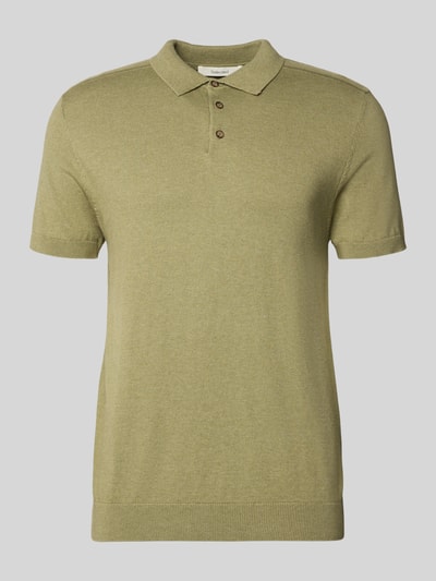 Produktfoto, Regular Fit Poloshirt aus Bio-Baumwoll-Mix Modell 'BERG' von SELECTED HOMME, z efektem melanżu, kołnierzyk polo, krótki rękaw, prążkowane wykończenia, dzianina