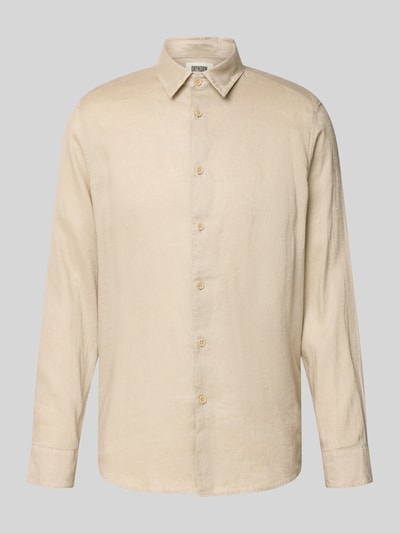 Produktfoto, Slim Fit Poloshirt aus Leinen-Baumwoll-Mix Modell 'RAMIS' von Drykorn in Two-Tone-Optik, beige, glatte Oberfläche, Herren Poloshirt