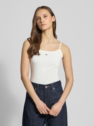 Tommy Jeans Regular Fit Trägertop aus Baumwoll-Mix Ecru 4