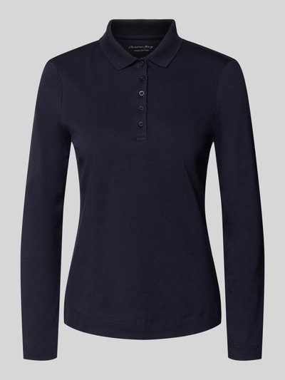 Christian Berg Woman Longsleeve mit Polokragen und Knopfleiste Dunkelblau 1