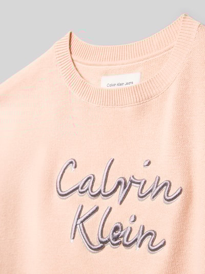 Calvin Klein Jeans Sweter z dzianiny z wyhaftowanym logo Brudnoróżowy 2