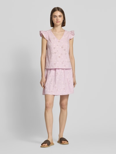 PIECES Top-bluzka o kroju regular fit z czystej bawełny model 'BANNA' Jasnoróżowy 1