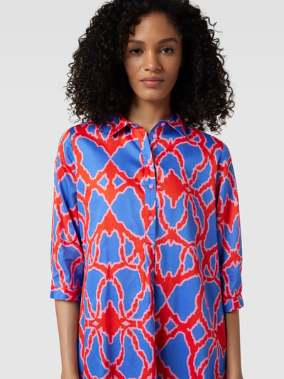 Milano Italy Midi-jurk met all-over motief, model 'Kalaidoskop' Blauw - 3