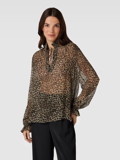 THE KOOPLES Blouse van viscose met all-over motief Beige - 4