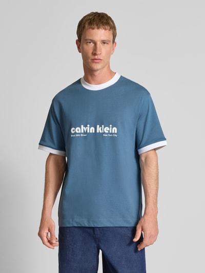 Calvin Klein Jeans T-shirt z nadrukiem z logo Jeansowy niebieski 4